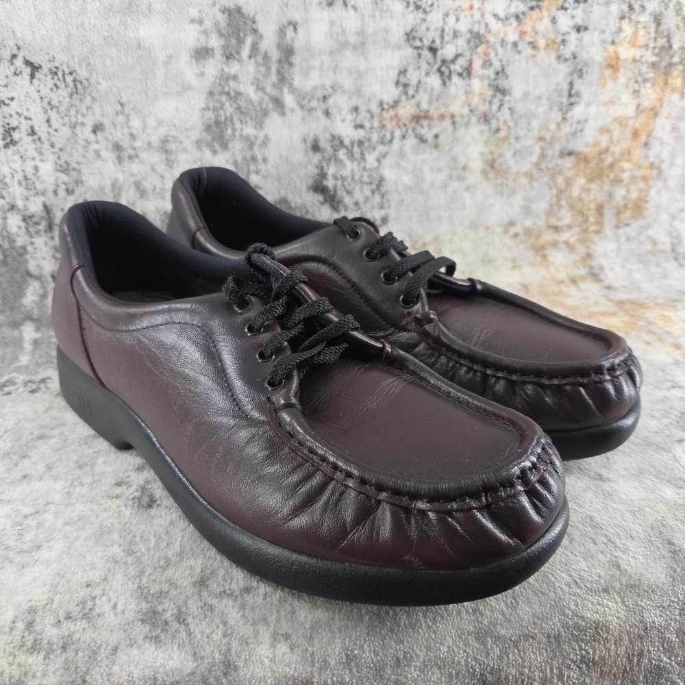 SAS Siesta‎ Walking Shoes Womens 9 Narrow Cordovan Leather Lace Up Moc Toe